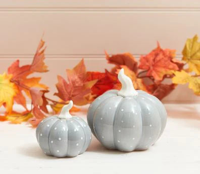 Grey Spot Ceramic Decorative Pumpkin - Sold Singly - Large