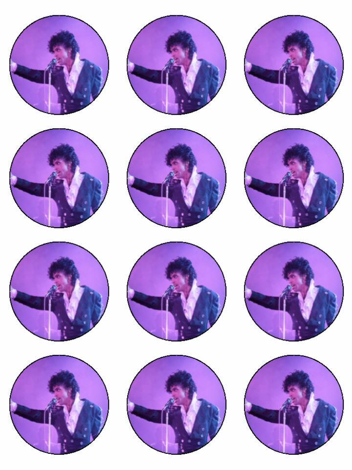 prince singer purple rain  edible printed Cupcake Toppers Icing Sheet of 12 Toppers