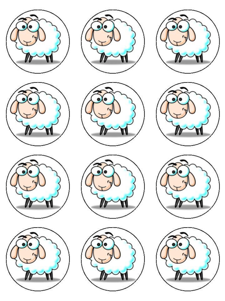 Sheep Farmyard cute edible printed Cupcake Toppers Icing Sheet of 12 Toppers