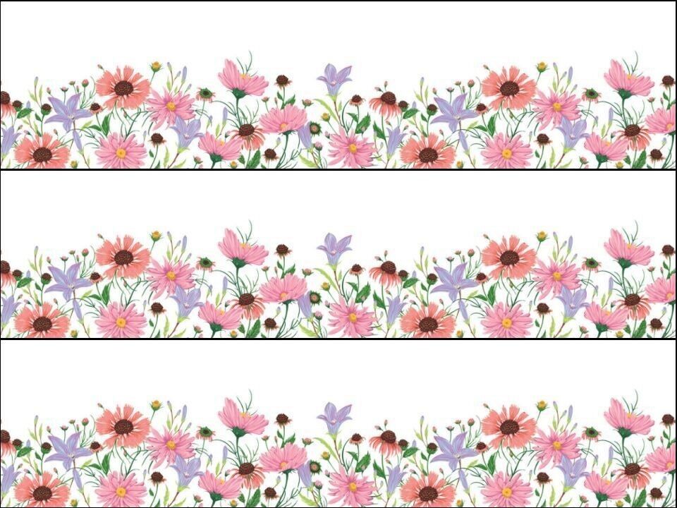 Floral flowers wild flowers Ribbon Border Edible Printed Icing Sheet Cake Topper