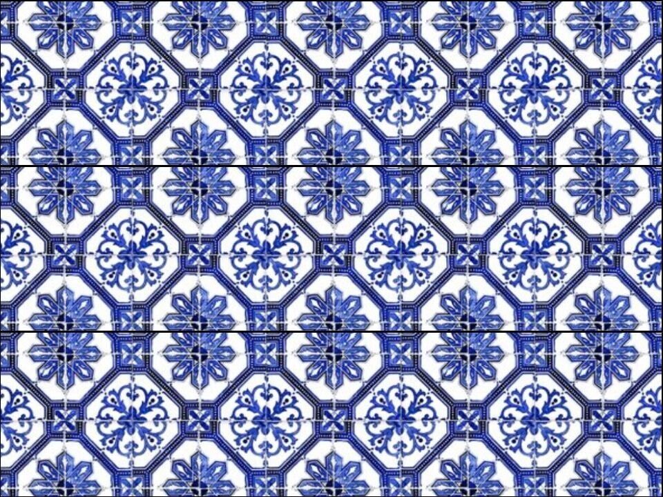 Mediterranean tiles blue pattern Ribbon Border Edible Printed Icing Sheet Cake Topper