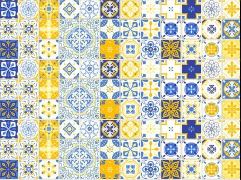 Mediterranean patterned tiles Ribbon Border Edible Printed Icing Sheet Cake Topper