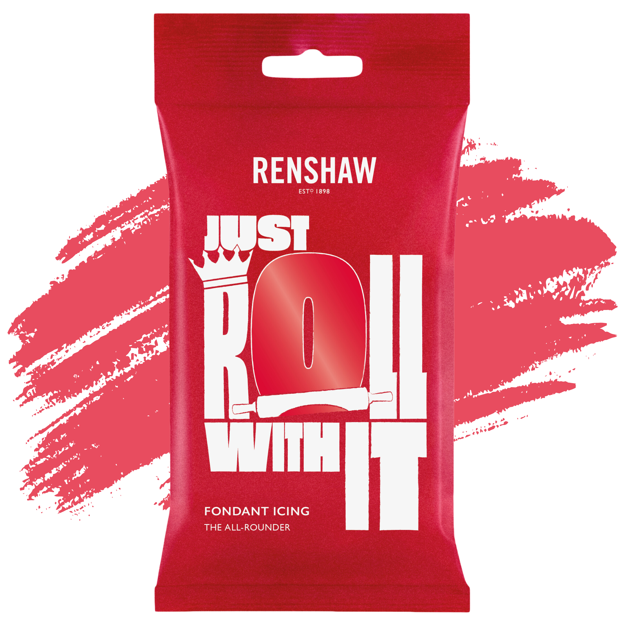 Renshaw Professional Sugar Paste Ready to Roll Fondant Just Roll with it Icing - Poppy Red - 250g