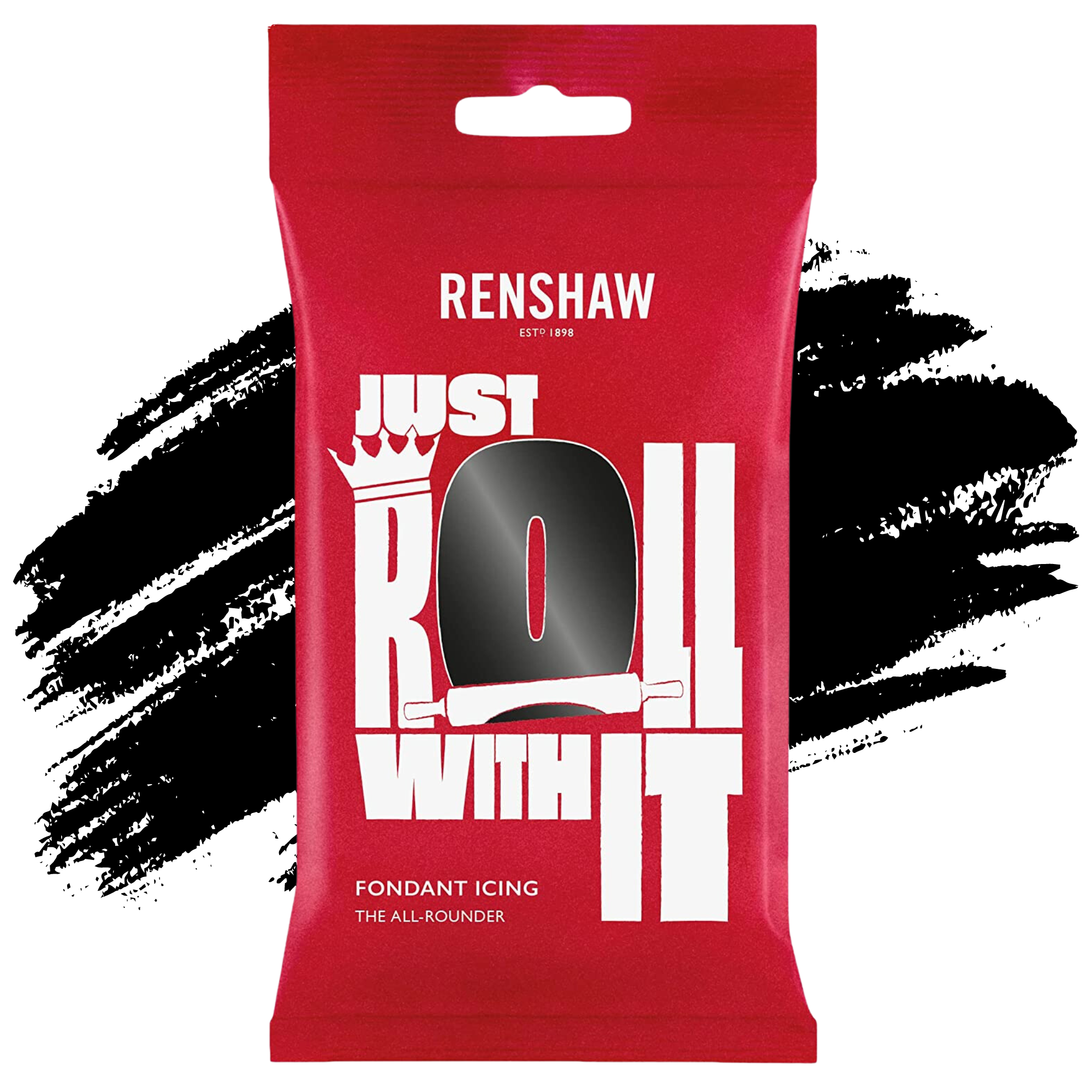 Renshaw Professional Sugar Paste Ready to Roll Fondant Just Roll with it Icing - Black - 250g