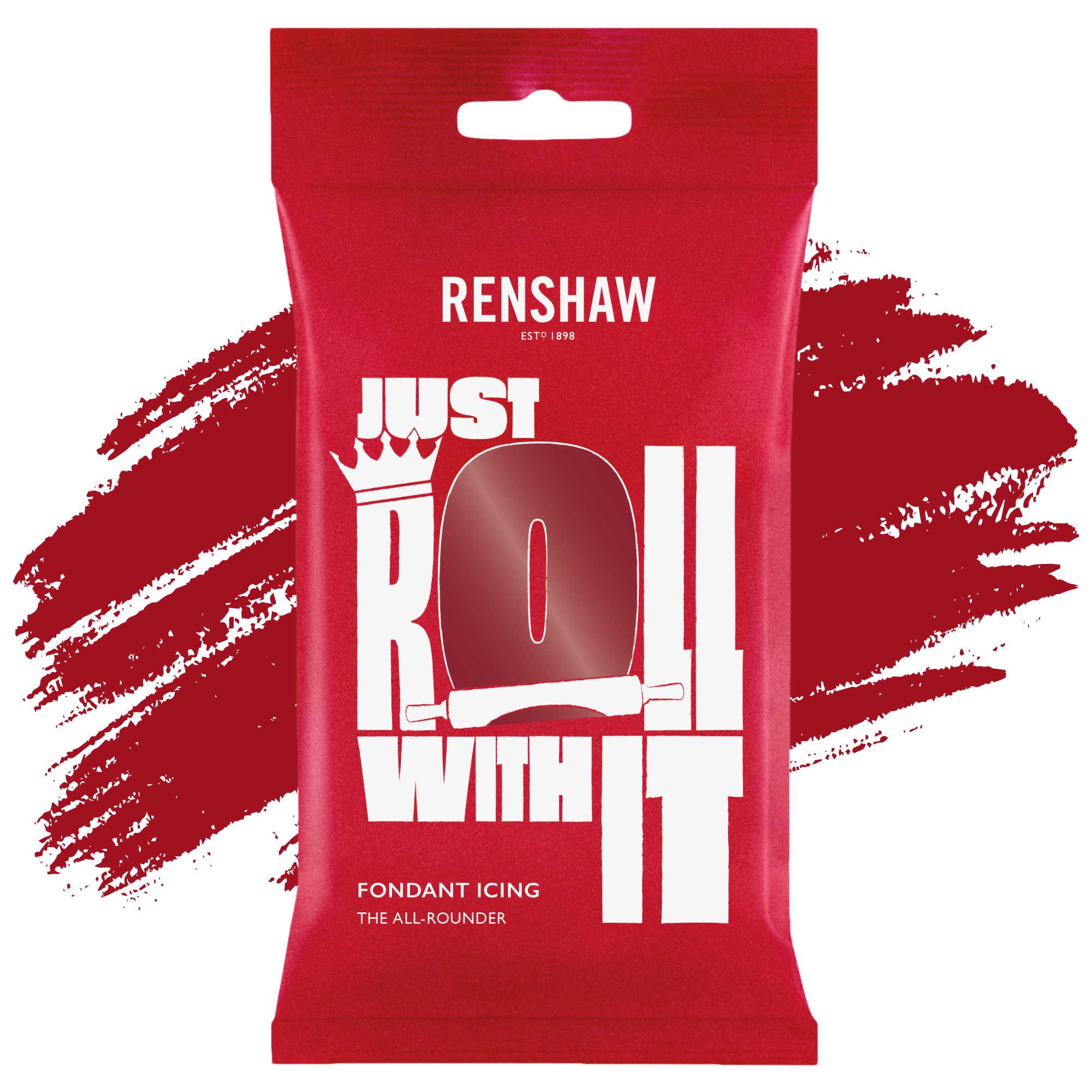 Renshaw Professional Sugar Paste Ready to Roll Fondant Just Roll with it Icing - Ruby Red - 250g