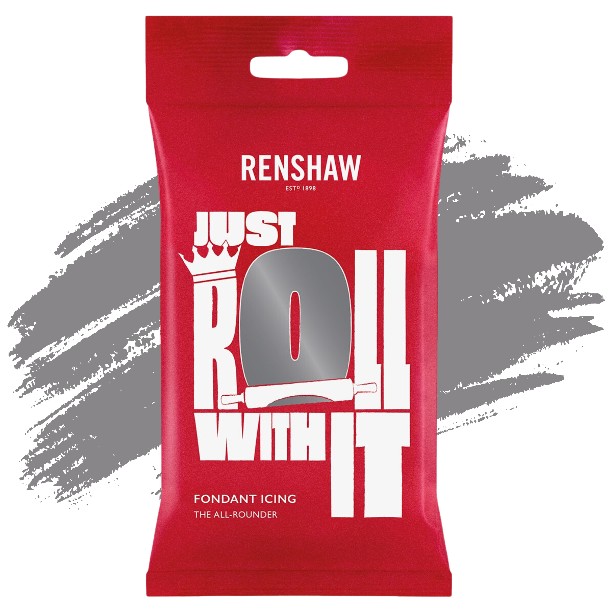 Renshaw Professional Sugar Paste Ready to Roll Fondant Just Roll with it Icing - Grey - 250g
