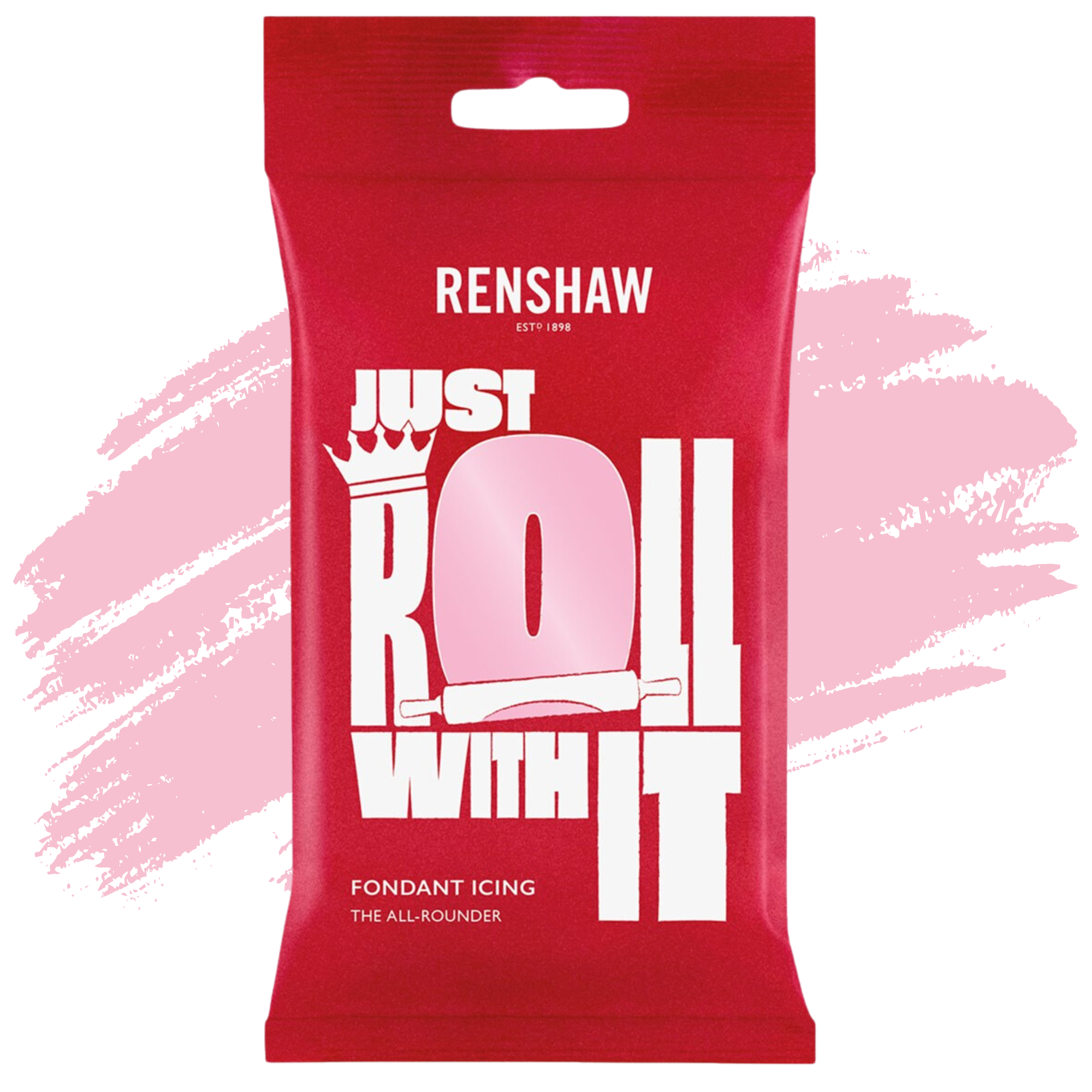 Renshaw Professional Sugar Paste Ready to Roll Fondant Just Roll with it Icing - Pink - 250g