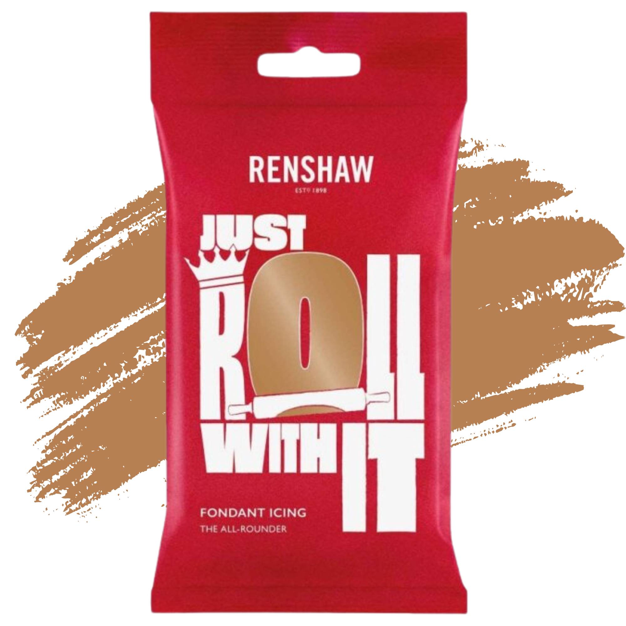 Renshaw Professional Sugar Paste Ready to Roll Fondant Just Roll with it Icing - Teddy Bear Brown - 250g