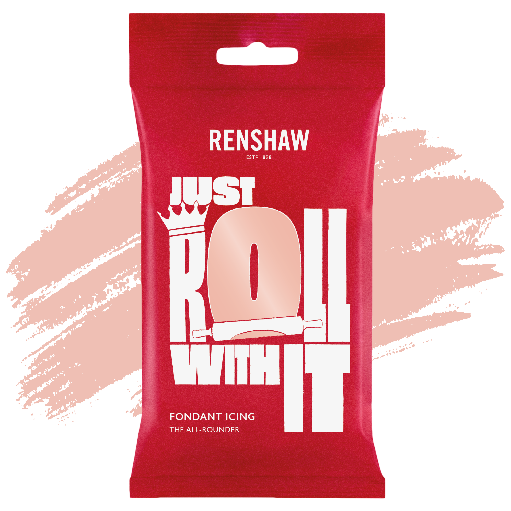Renshaw Professional Sugar Paste Ready to Roll Fondant Just Roll with it Icing - Peach Blush - 250g