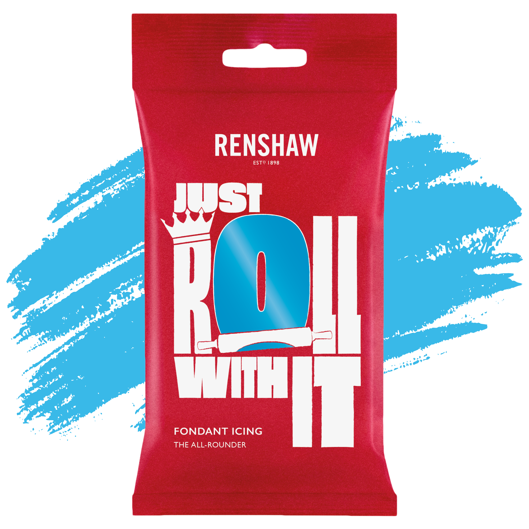 Renshaw Professional Sugar Paste Ready to Roll Fondant Just Roll with it Icing - Turquoise Blue - 250g
