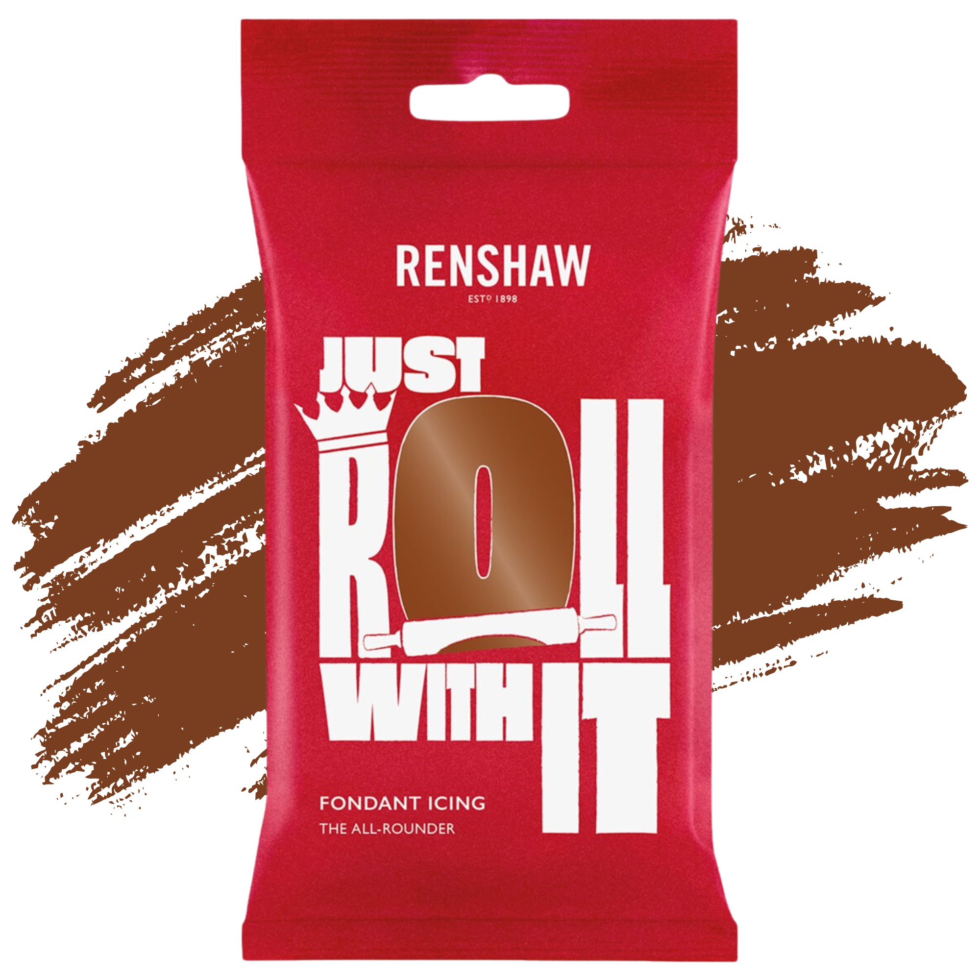 Renshaw Professional Sugar Paste Ready to Roll Fondant Just Roll with it Icing - Dark Brown - 250g