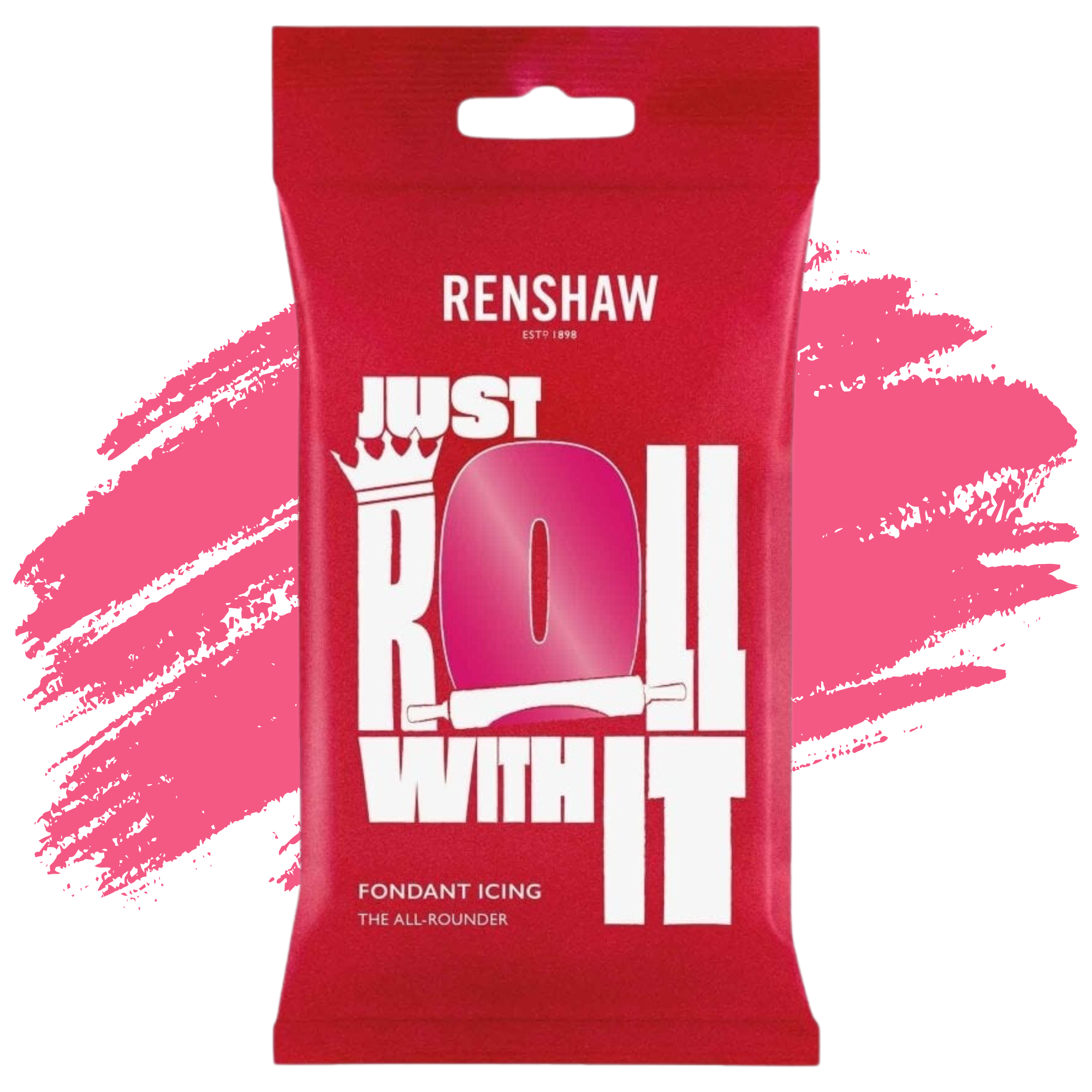 Renshaw Professional Sugar Paste Ready to Roll Fondant Just Roll with it Icing - Fuchsia / Hot Pink - 250g