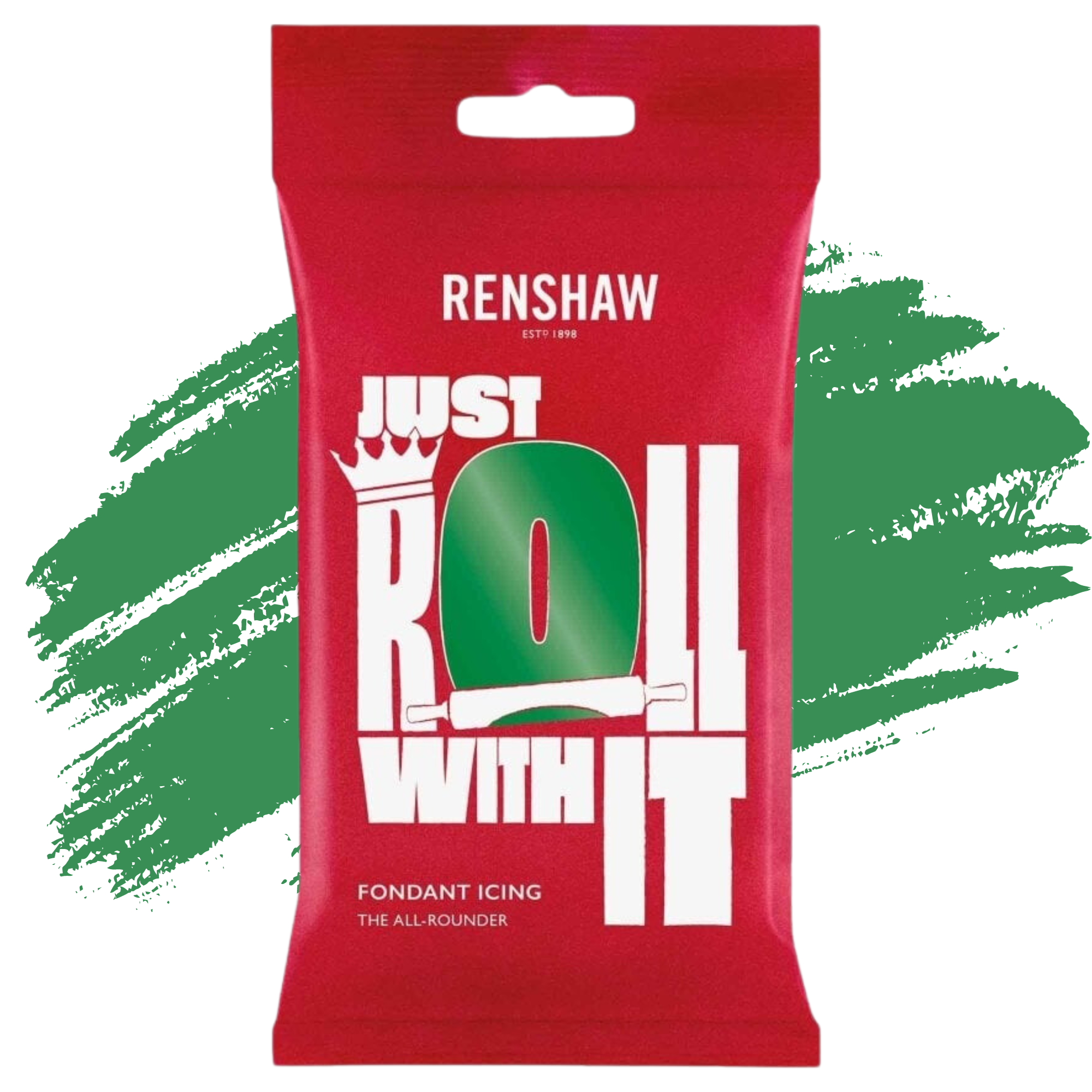 Renshaw Professional Sugar Paste Ready to Roll Fondant Just Roll with it Icing - Emerald Green - 250g