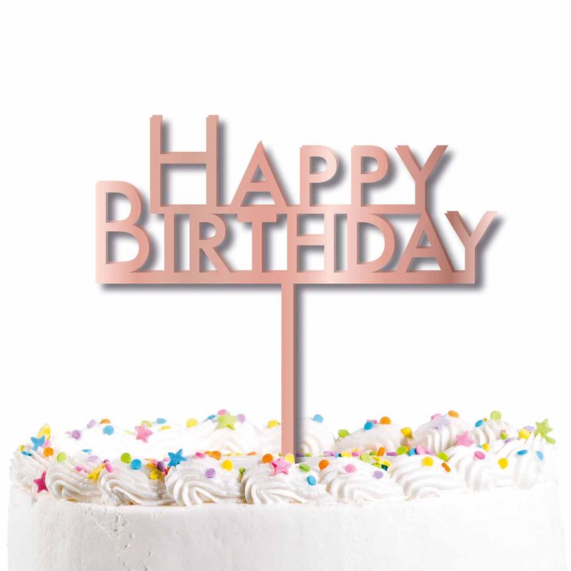 Rose Gold Acrylic Happy Birthday Cake Topper