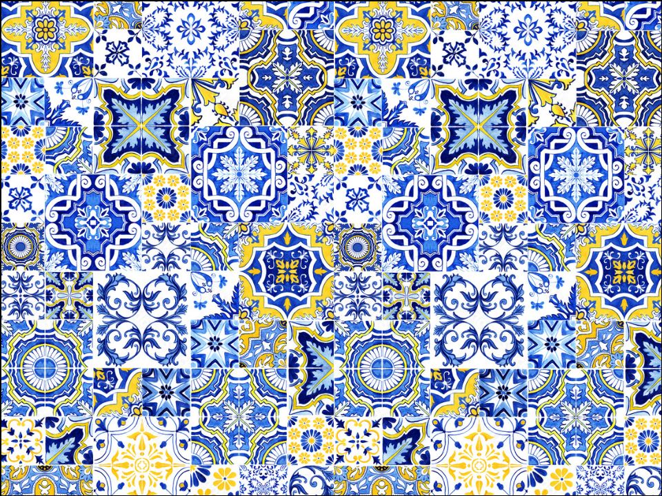 Mediterranean Amalfi Blue tile pattern Edible Printed Cake Decor Topper Icing Sheet Decoration