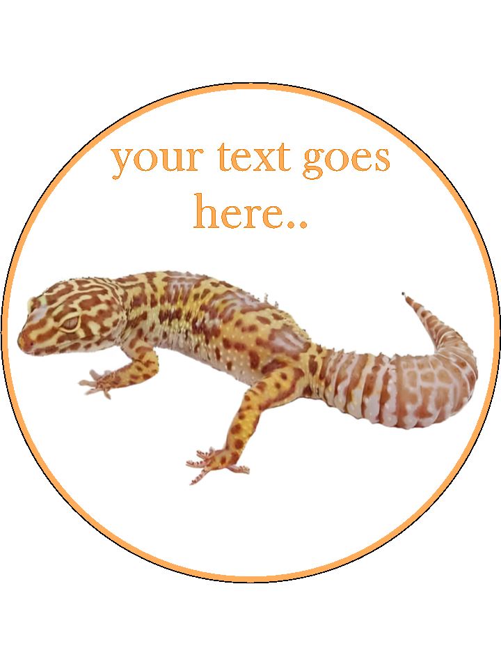 Leopard Gecko Reptile Pet Personalised Edible Cake Topper Round Icing Sheet