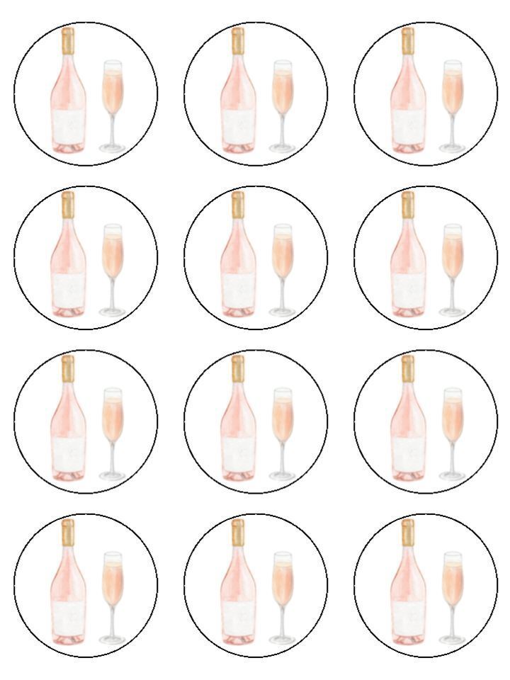 national Rose wine day wine lover Edible Printed Cupcake Toppers Icing Sheet of 12 Toppers