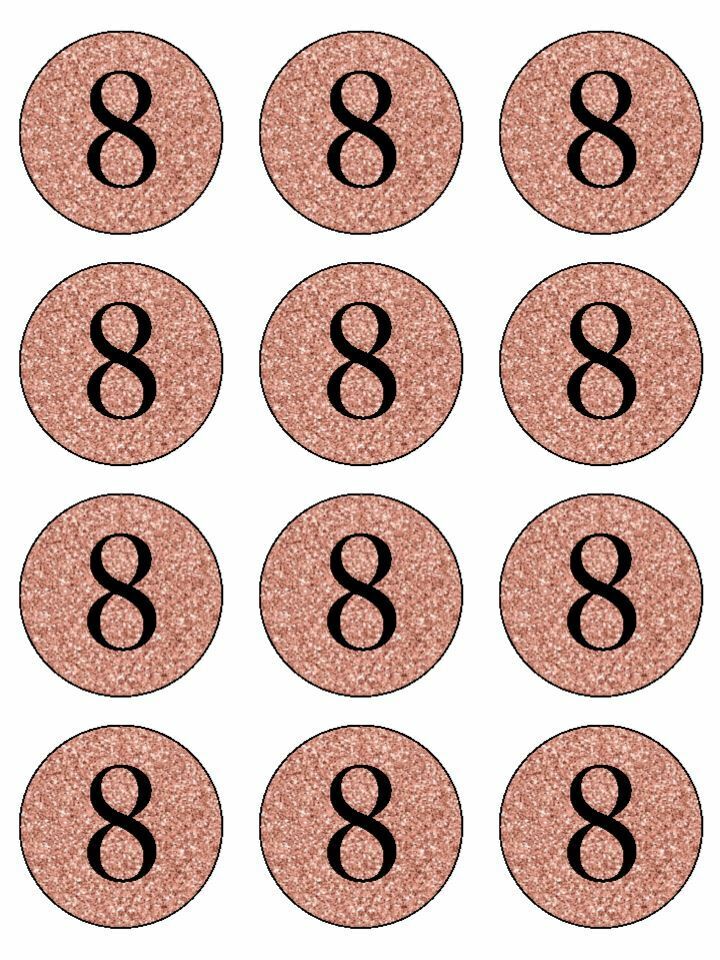 Happy 8th age 8 Birthday rose gold edible printed Cupcake Toppers Icing Sheet of 12 Toppers