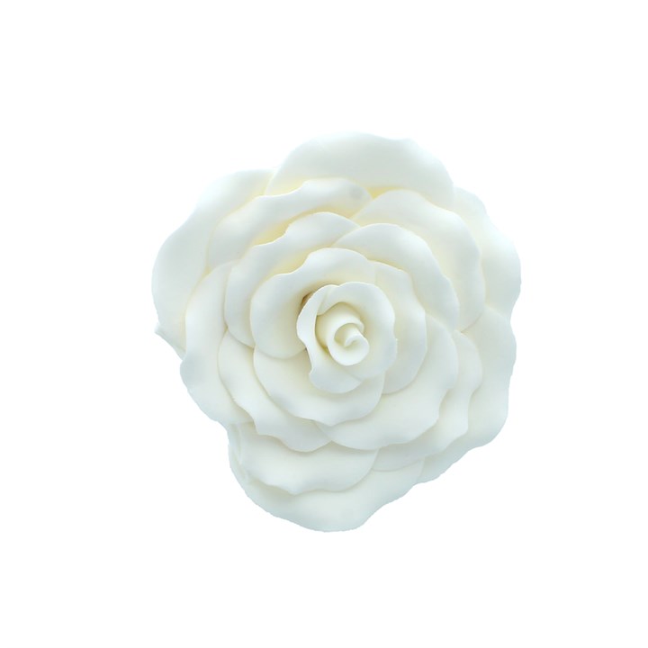 Gumpaste Rose White 102mm - Flower Cake Decoration