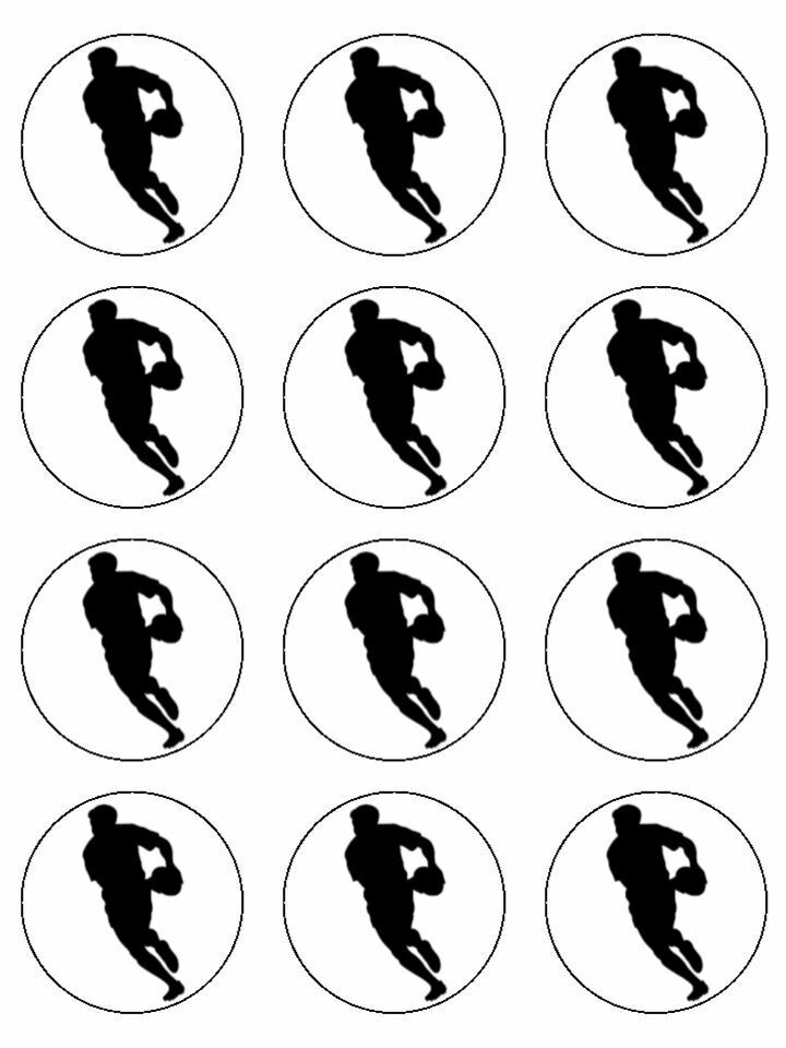 rugby silhouette black edible printed Cupcake Toppers Icing Sheet of 12 Toppers