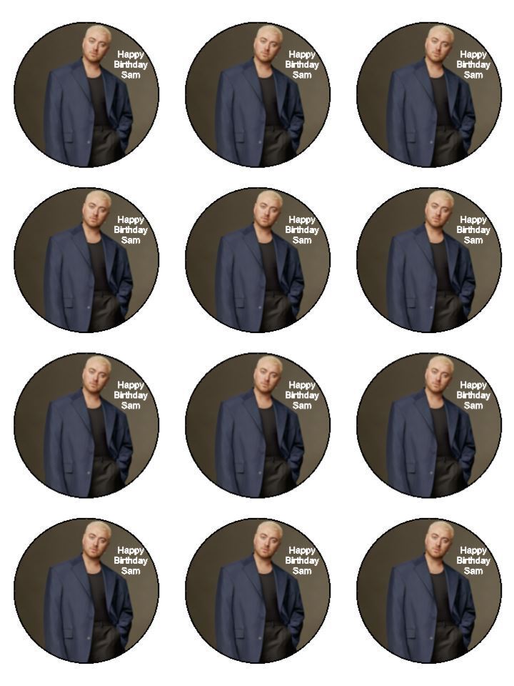 Sam smith singer artist personalised Edible Printed Cupcake Toppers Icing Sheet of 12 toppers