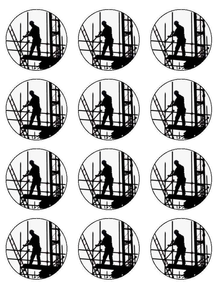 Scaffolding Scaffolder job DIY Edible Printed Cupcake Toppers Icing Sheet of 12 Toppers