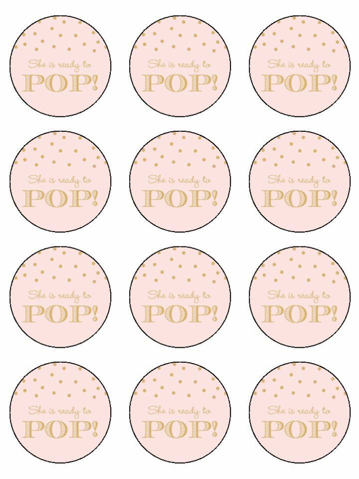 shes ready to pop babyshower Edible Printed Cupcake Toppers Icing Sheet of 12 Toppers