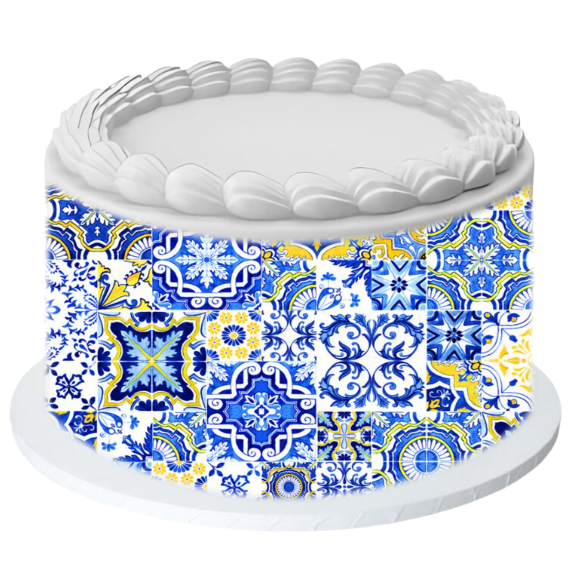 Mediterranean Amalfi tile pattern Edible Printed Cake Decor Topper Icing Sheet Toppers Decoration