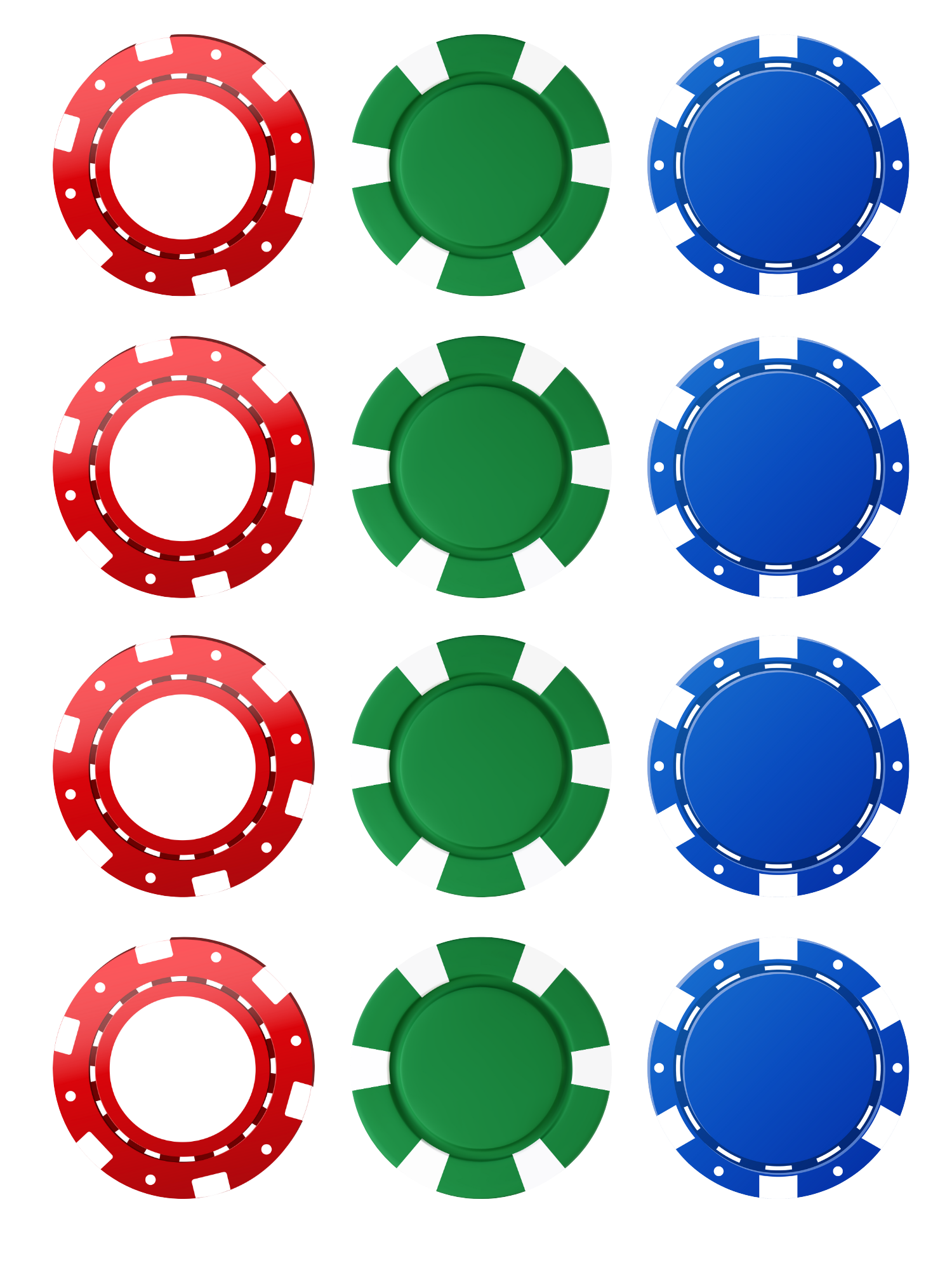 Casino Chips Poker chips edible printed Cupcake Toppers Icing Sheet of 12 Toppers