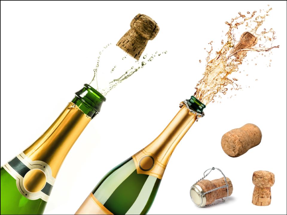 Champagne bottle spraying bubbles Corks Edible Printed Cake Decor Topper Icing Sheet Toppers Decoration