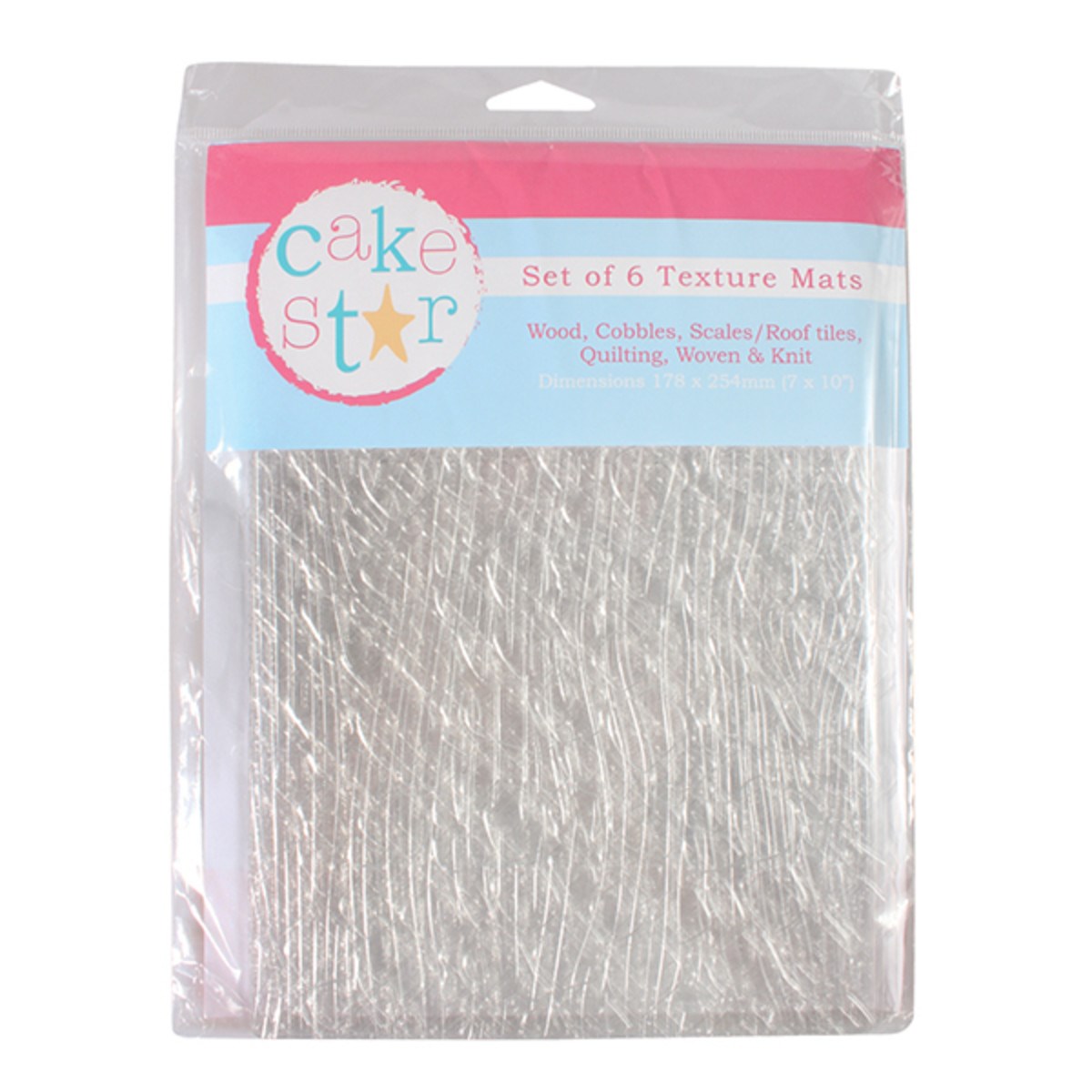 Cake Star Texture Mats  - 6 piece - Wood, Knit, Quilting, Roof Tiles / Slates, Woven and Cobbles