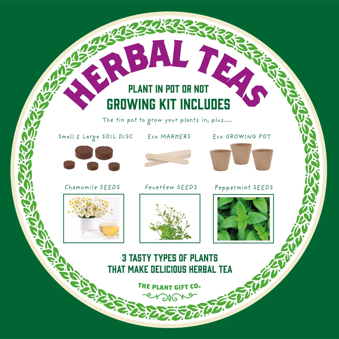 Herbal Teas Grow Your Own Plant Tin Kit Gardening Gift