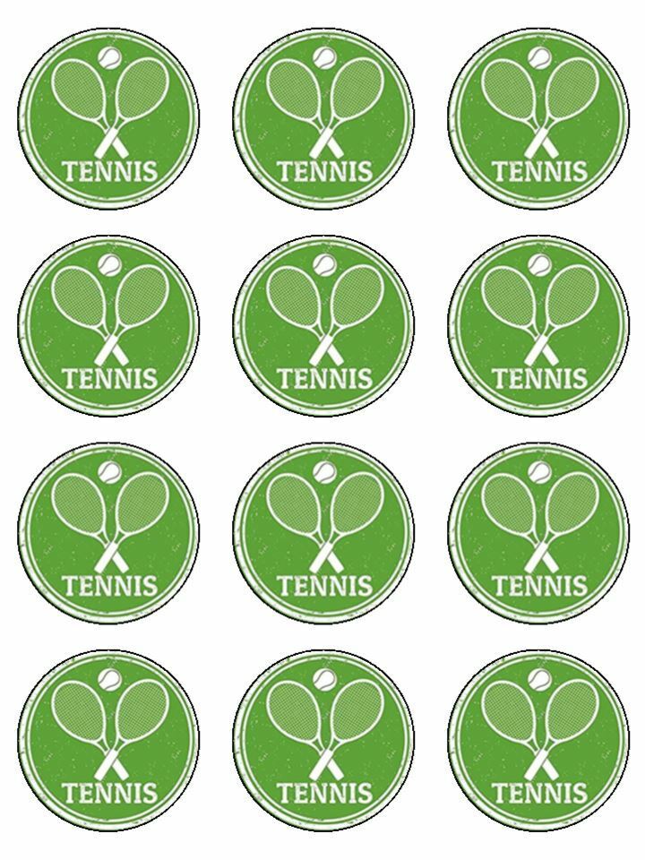 tennis sport game fun edible printed Cupcake Toppers Icing Sheet of 12 Toppers