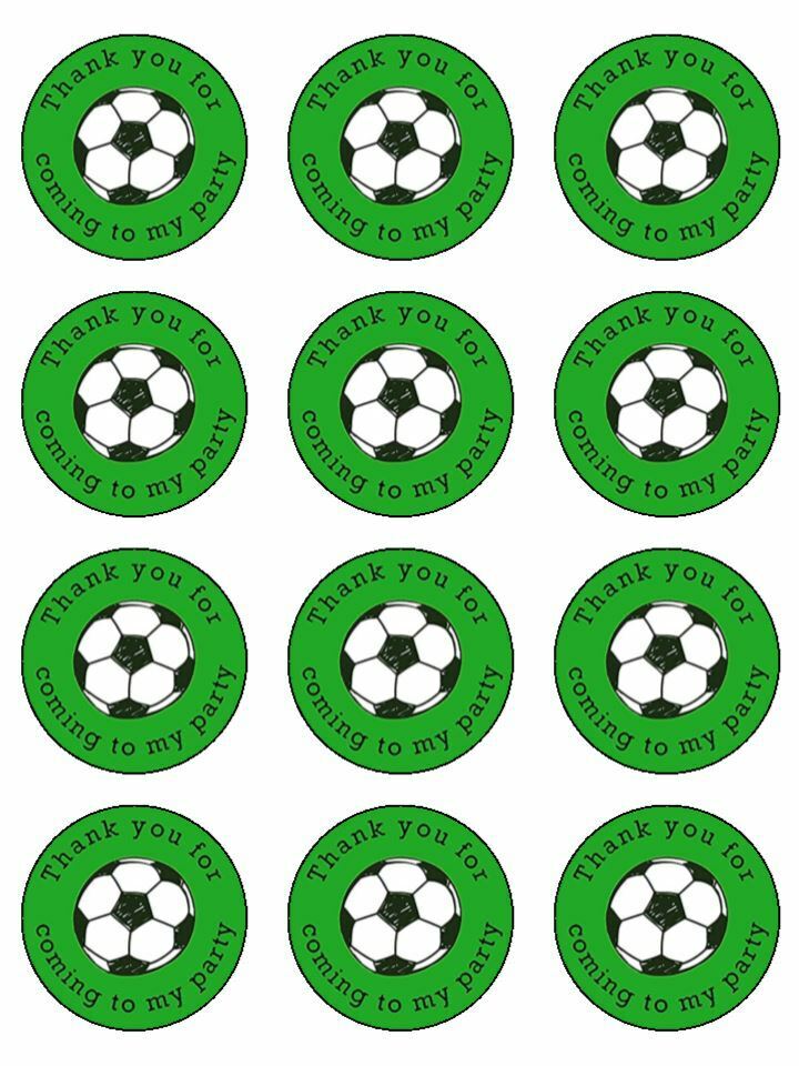 thanks for coming to my party football edible printed Cupcake Toppers Icing Sheet of 12 Toppers