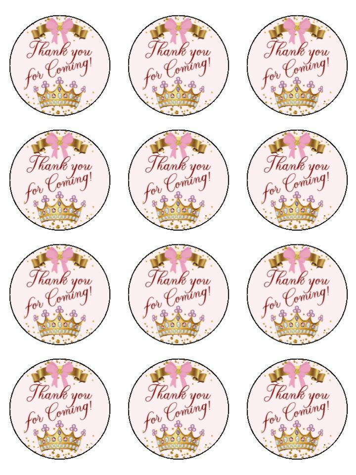 Thanks for coming pink edible printed Cupcake Toppers Icing Sheet of 12 Toppers