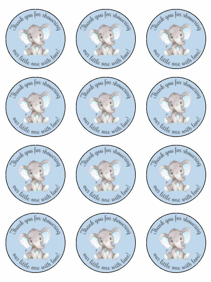 Thanks for showering baby boy baby edible Printed Cupcake Toppers Icing Sheet of 12 Toppers