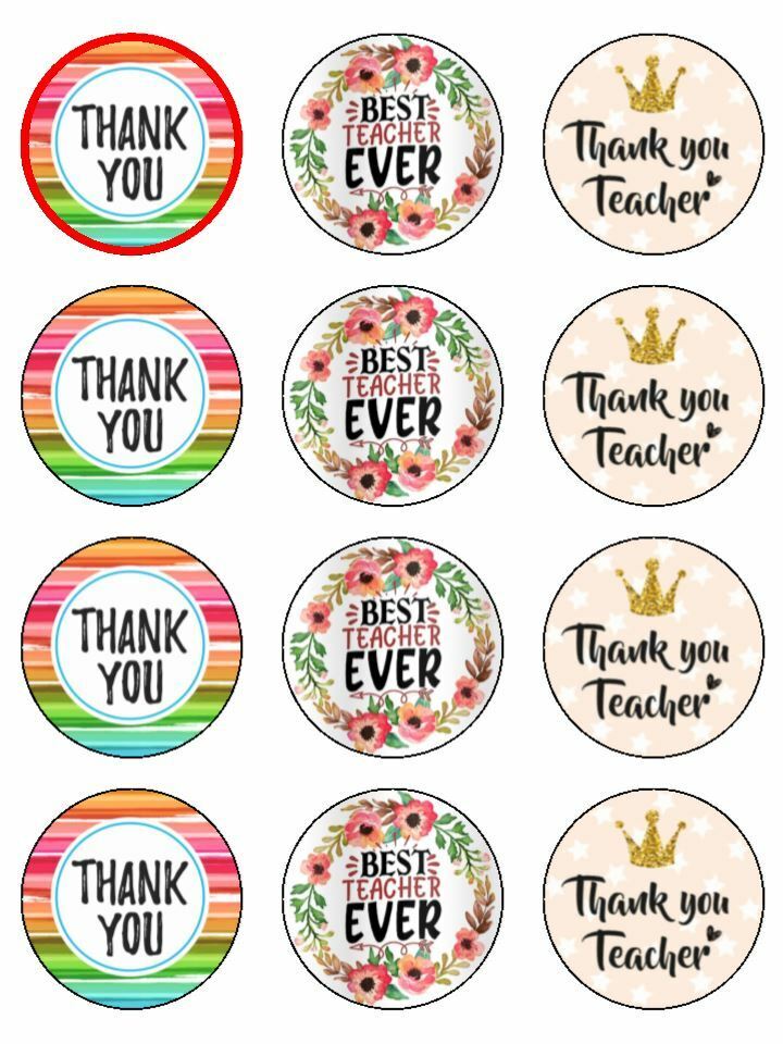 Thankyou colourful pink edible printed Cupcake Toppers Icing Sheet of 12 Toppers