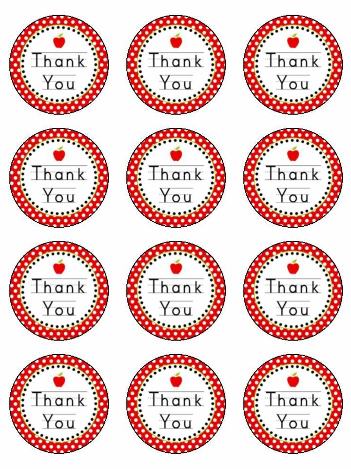 Thank You Teacher School Red Edible Printed Cupcake Toppers Icing Shee