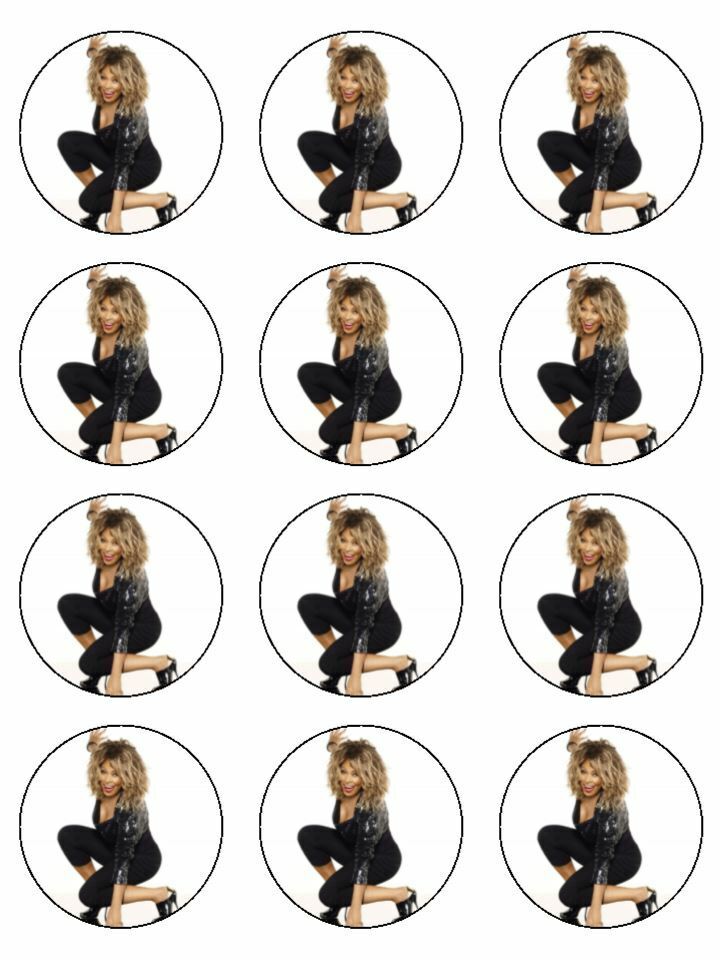 Tina Turner singer artist edible printed Cupcake Toppers Icing Sheet of 12 Toppers