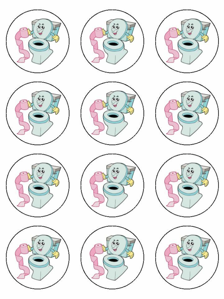 Toilet Roll Poo loo Funny Edible Printed Cupcake Toppers Icing Sheet of 12 Toppers