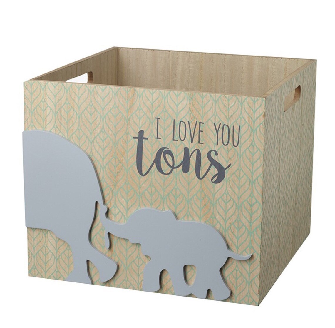 I Love You Tons Elephant Detail Wooden Children' Storage Box / Crate
