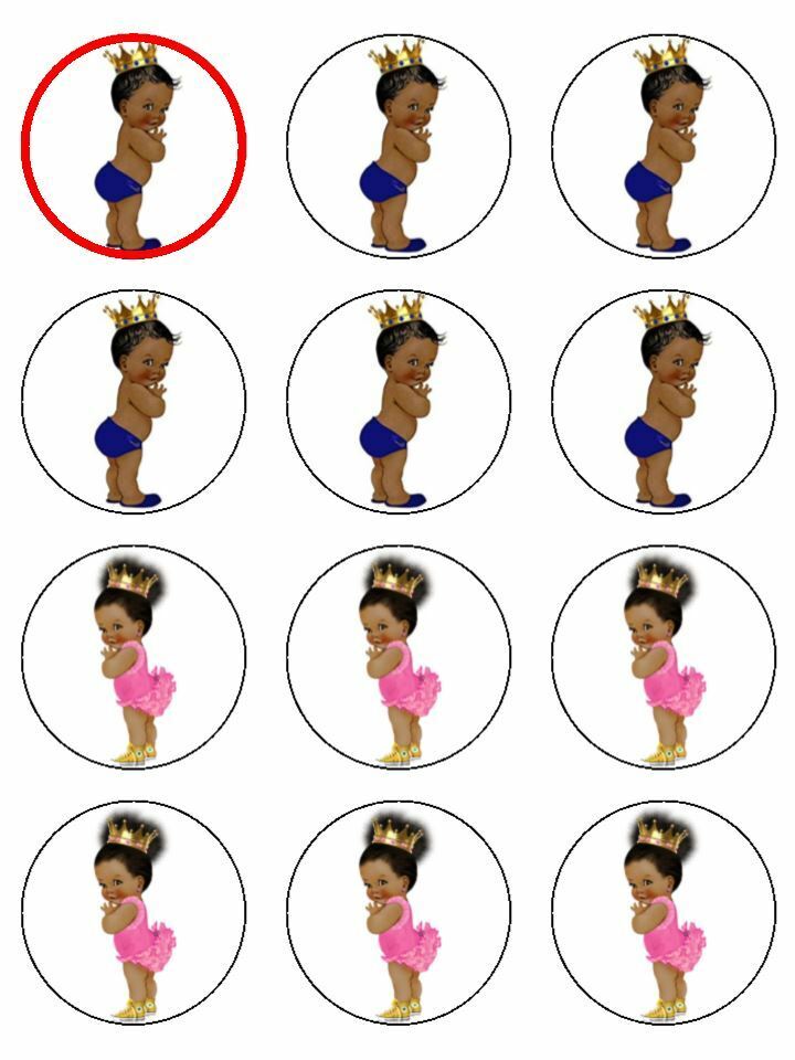 Afro baby puff ball baby girl boy edible printed Cupcake Toppers Icing Sheet of 12 Toppers