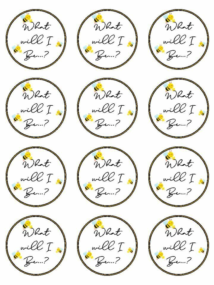 what will i be bee Baby Gender Reveal shower Edible Printed Cupcake Toppers Icing Sheet of 12 Toppers