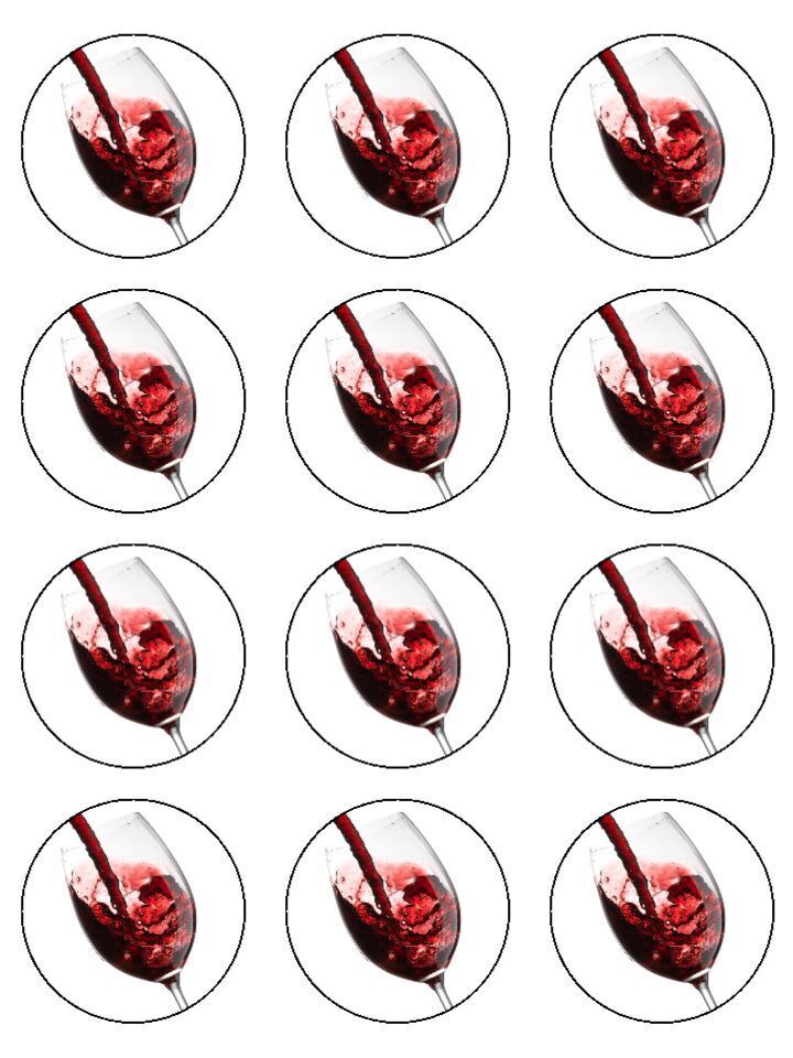 Wine lover drinking red wine Edible Printed Cupcake Toppers Icing Sheet of 12 Toppers