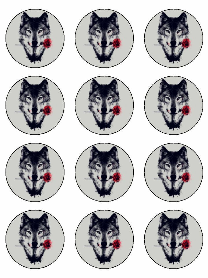 wolf wolves wild animal nature edible printed Cupcake Toppers Icing Sheet of 12 Toppers