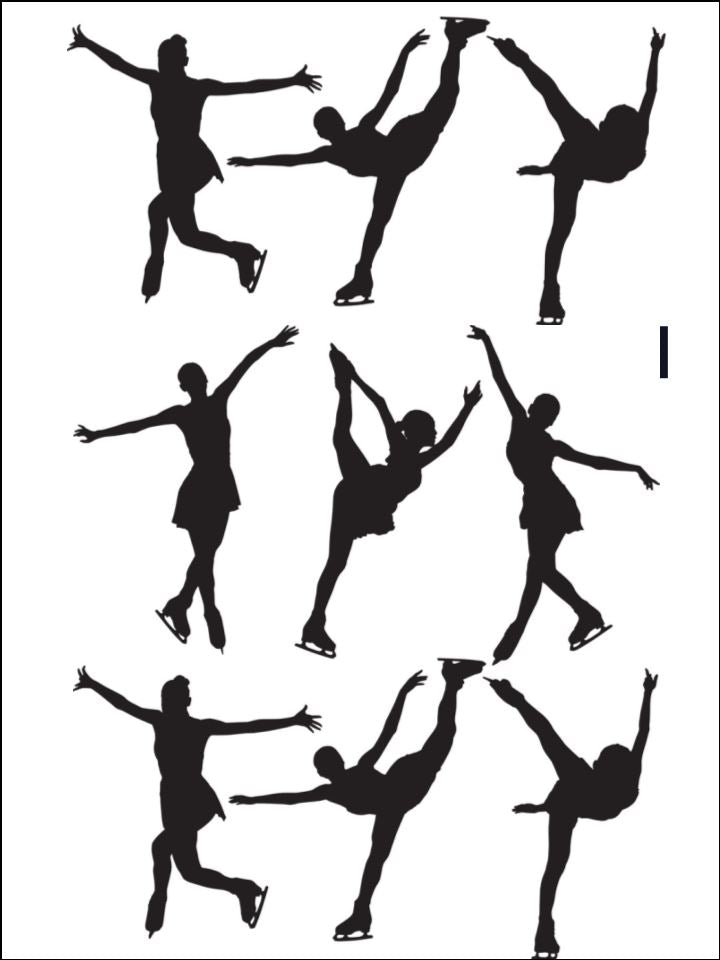 Ice skating skaters dancing silhouettes Edible Printed Cake Decor Topper Icing Sheet Toppers Decoration
