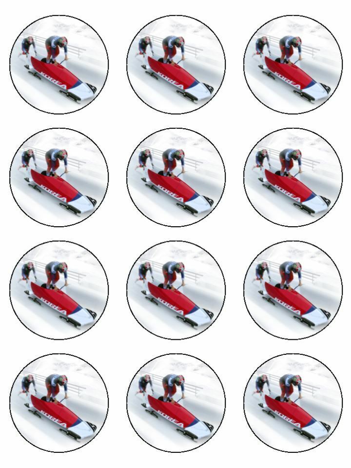 Bob sleighing bobsleigh sport fun edible printed Cupcake Toppers Icing Sheet of 12 Toppers