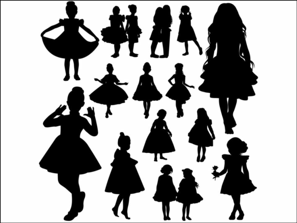 little girl Silhouettes Edible Printed Cake Decor Topper Icing Sheet Toppers Decoration Edible Printed Cake Decor Topper Icing Sheet Toppers Decoration