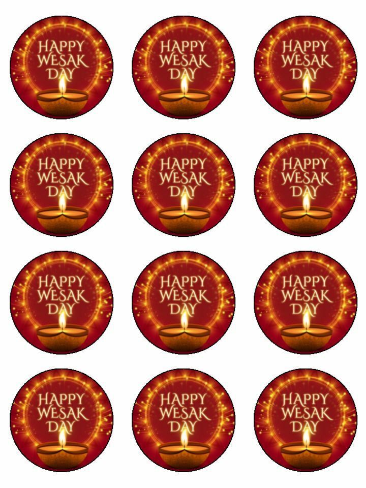 Wesak religious festival edible printed Cupcake Toppers Icing Sheet of 12 Toppers