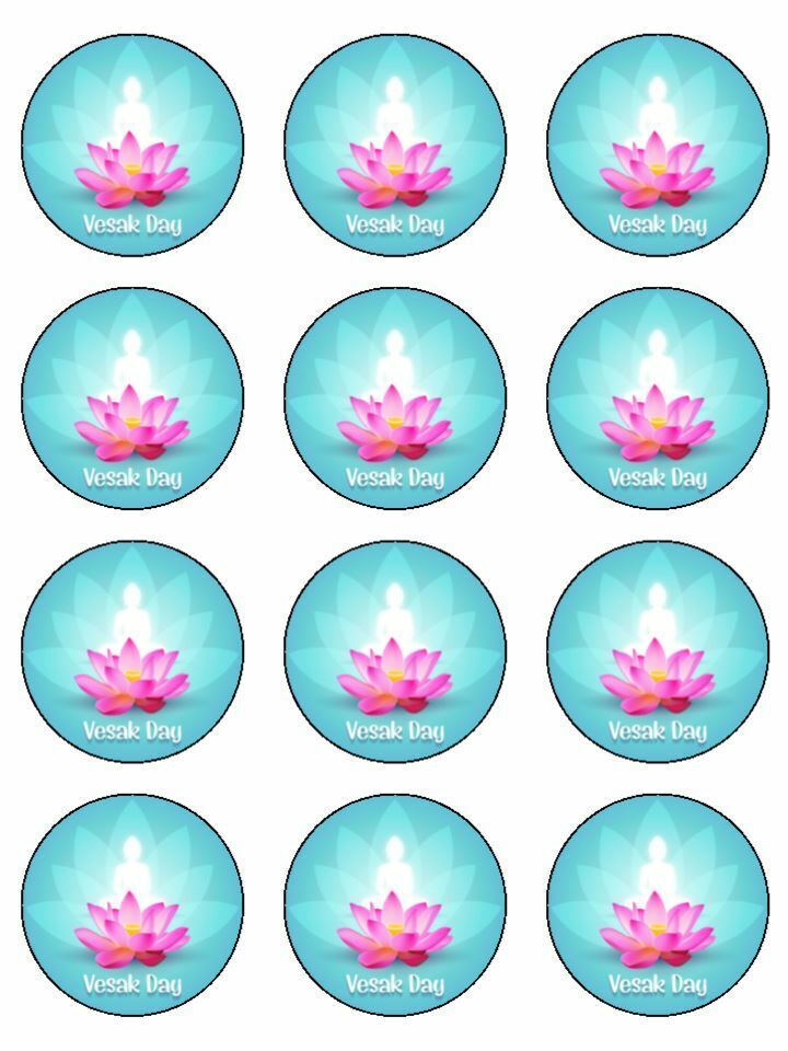 Wesak day religion festival edible printed Cupcake Toppers Icing Sheet of 12 Toppers